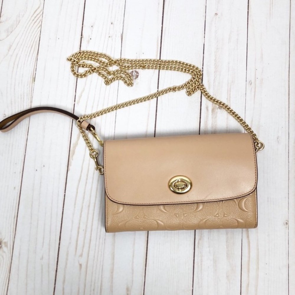 Coach Turnlock Chain Crossbody Fold Over Handbag
